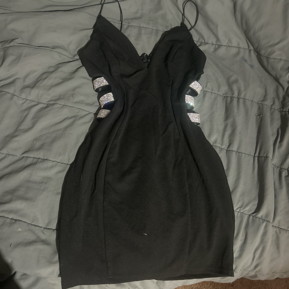 Black Dress with Silver Accents